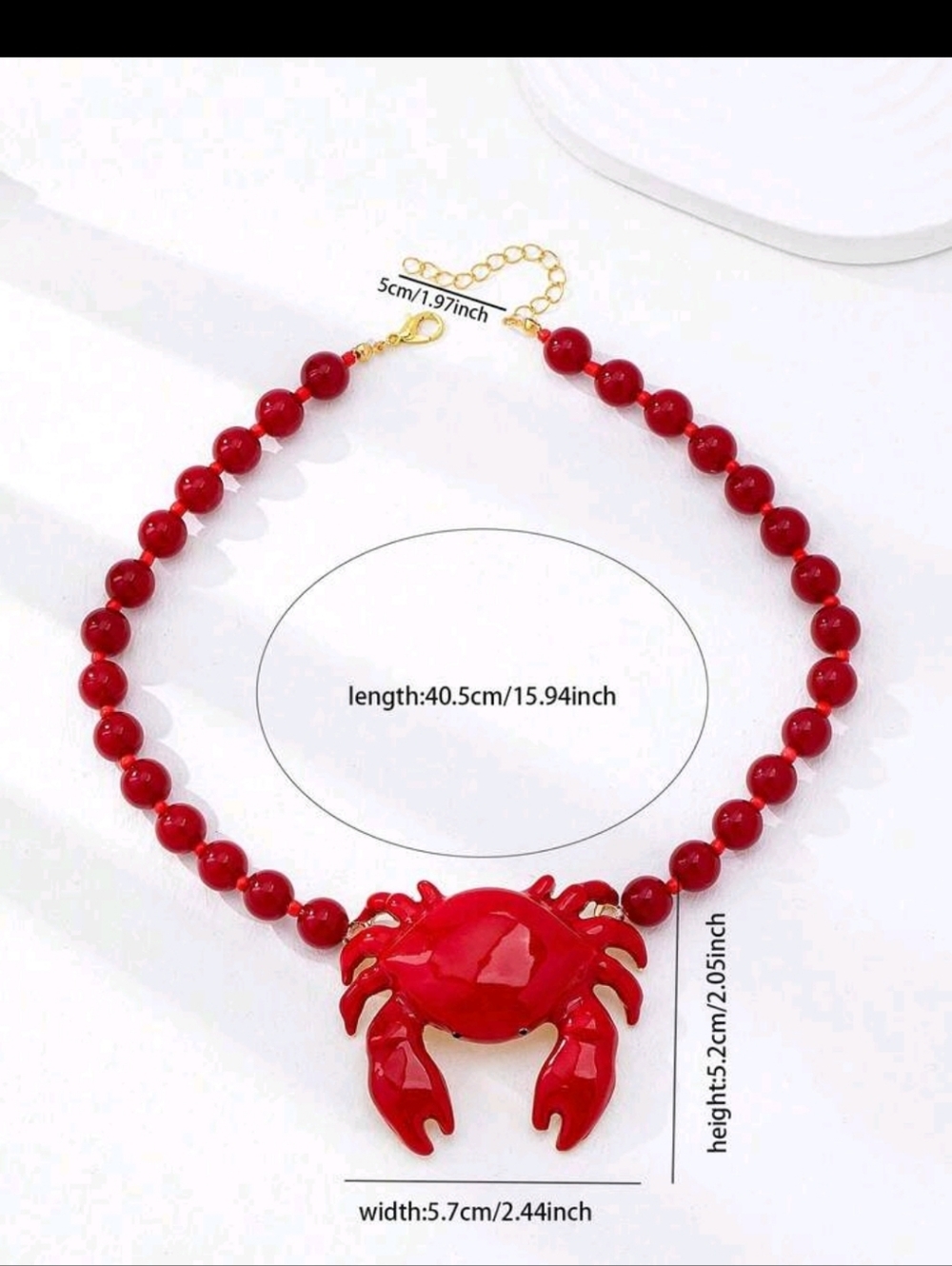 BRAND NEW ** Red Crab Pendant Beaded Necklace - Women Jewelry - Picture 2 of 2